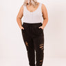 The Pike High Waist Distressed Joggers in Black Curves Image - 1