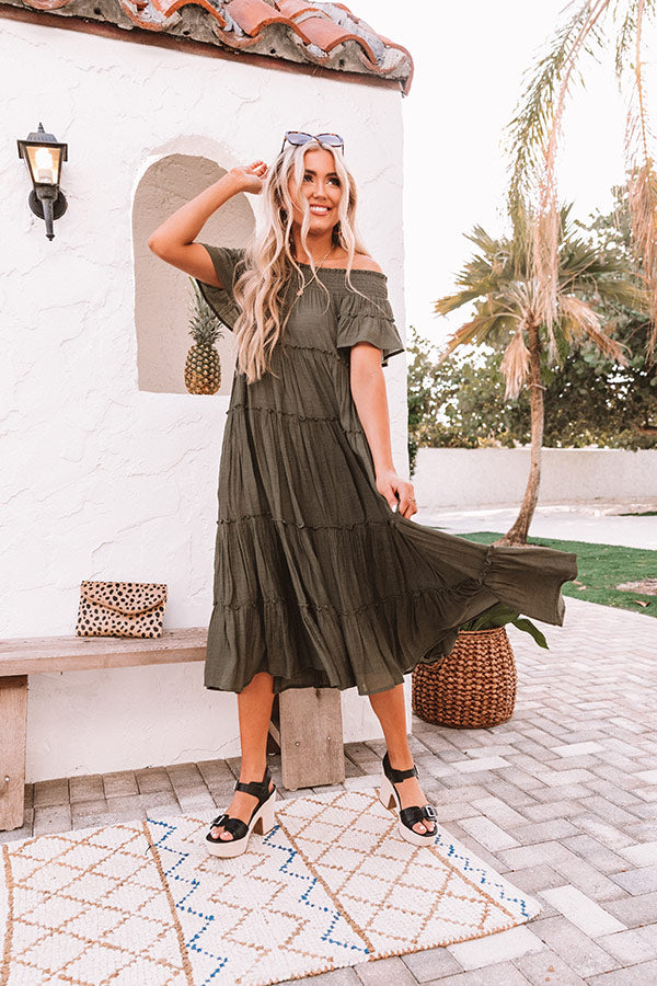 Hollywood Bungalow Midi Dress in Olive