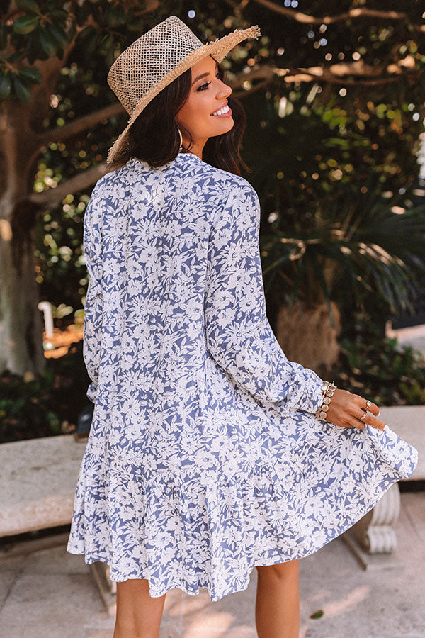 Fresh Friendship Floral Shift Dress in Dark Airy Blue Image - 4