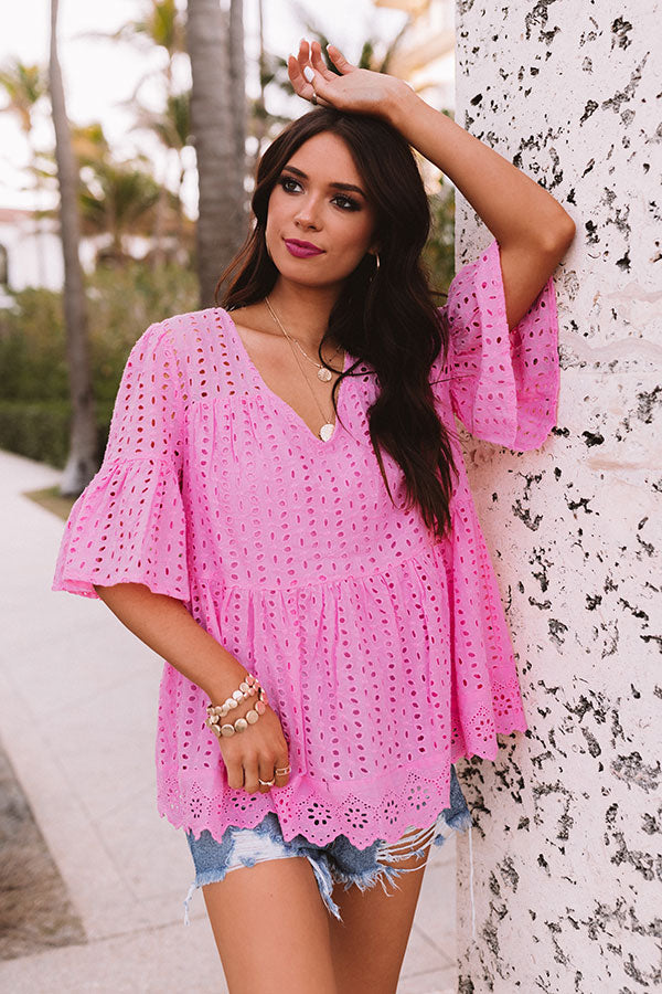 Ever So Sweet Eyelet Top in Pink Image - 1