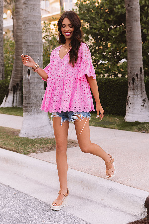 Ever So Sweet Eyelet Top in Pink Image - 3