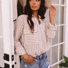 Stripes And Smiles Shift Top in Taupe Image - 1