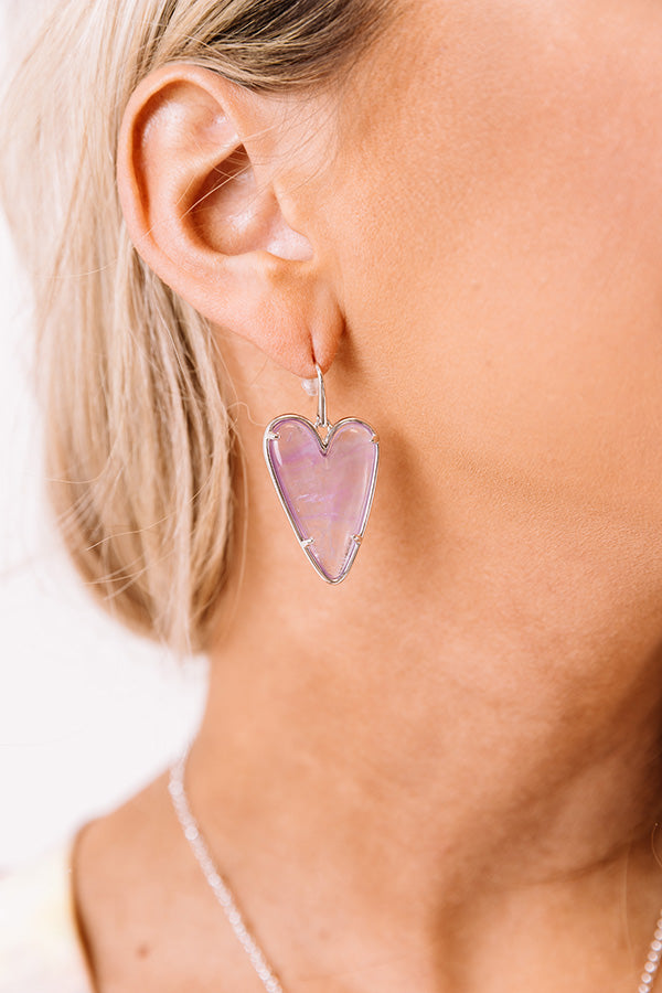Kendra Scott Ansley Heart Silver Drop Earrings in Amethyst