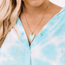 Kendra Scott Ansley Heart Gold Long Pendant Necklace in Light Blue Magnesite Image - 1