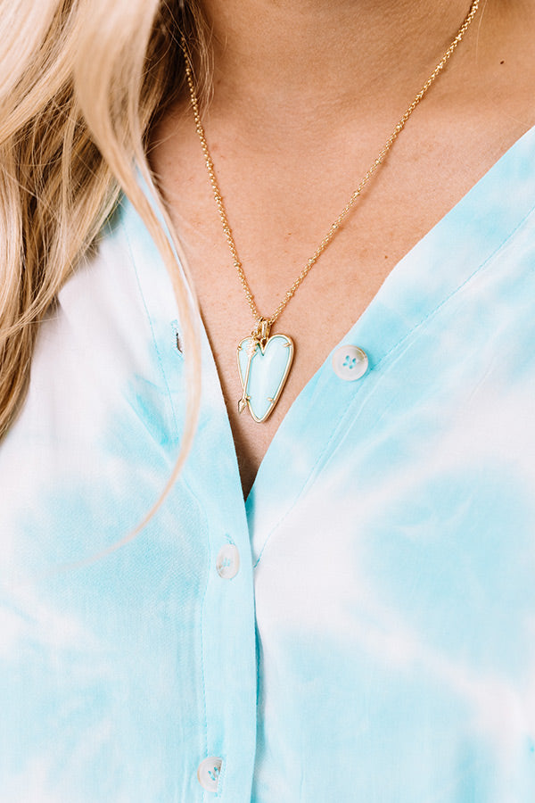 Kendra Scott Ansley Heart Gold Long Pendant Necklace in Light Blue