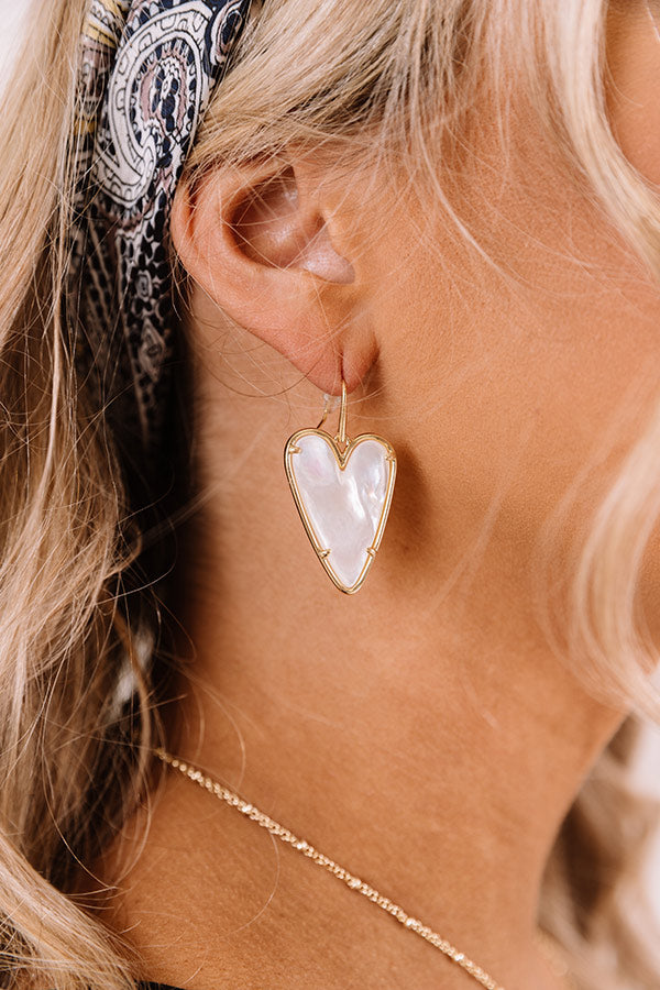 Kendra Scott Ansley Heart Gold Drop Earrings in Ivory MotherOfPearl