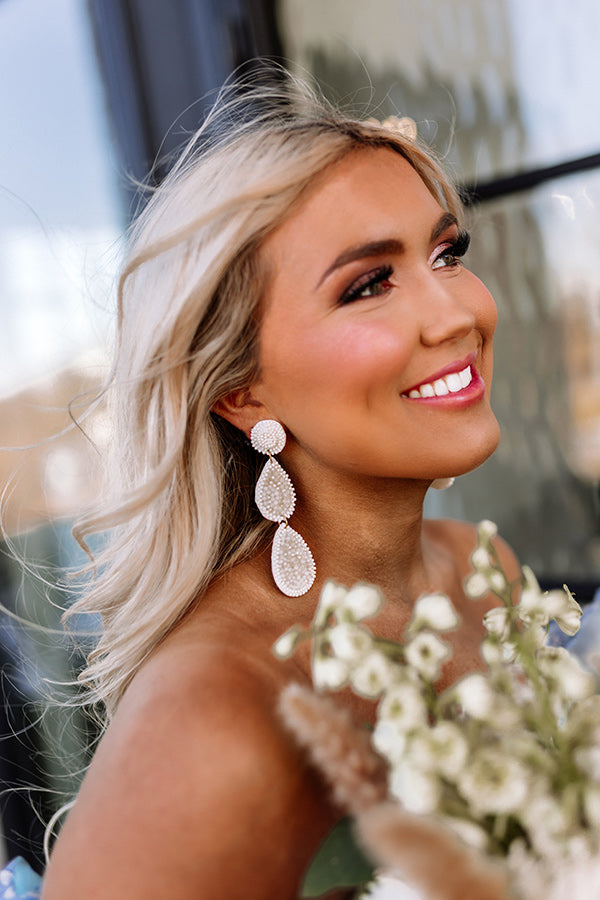 Sleek Romance Beaded Earrings In Ivory Image - 2