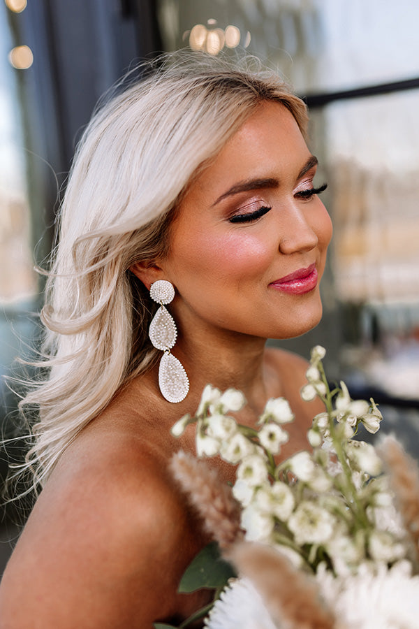 Sleek Romance Beaded Earrings In Ivory Image - 1