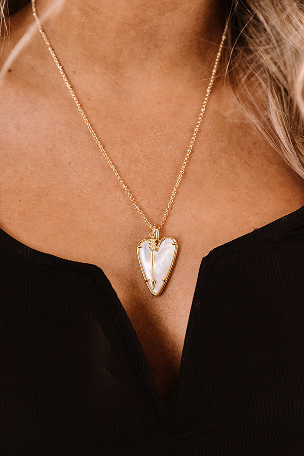 Kendra Scott Ansley Heart Gold Long Pendant Necklace in Ivory MotherO