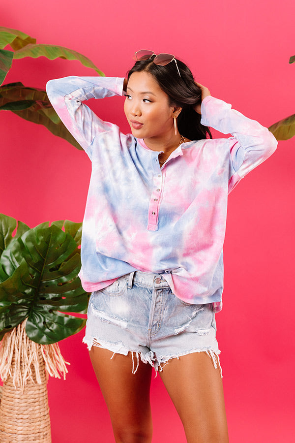 Summer Tune Tie Dye Henley Tee • Impressions Online Boutique