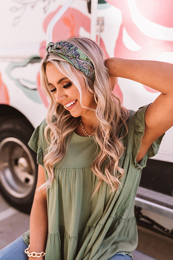 Santa Clarita Paisley Scarf In Sage Image - 1