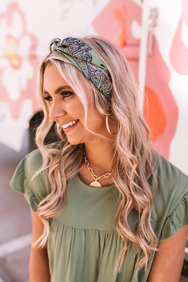 Santa Clarita Paisley Scarf In Sage Image - 3