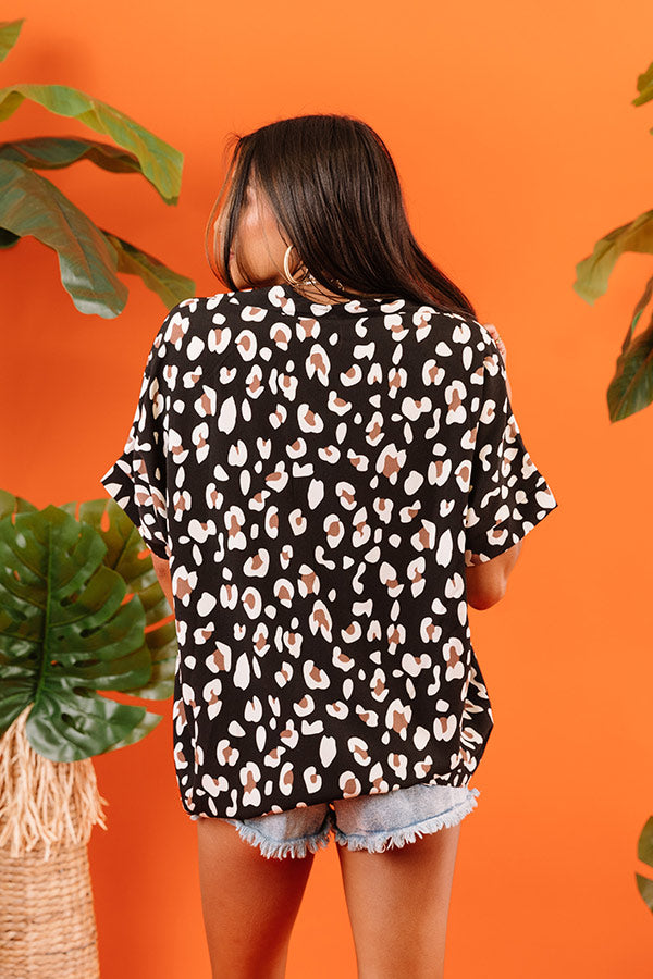 Popular Places Leopard Shift Top in Black Image - 5