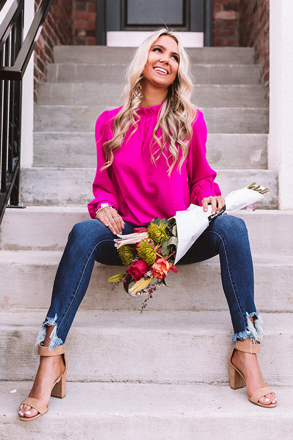 Socialite In The City Shift Top In Hot Pink Image - 3