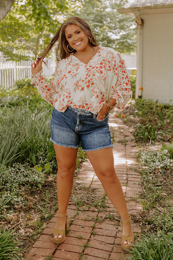 KanCan The Danielle High Waist Frayed Shorts Curves Image - 3