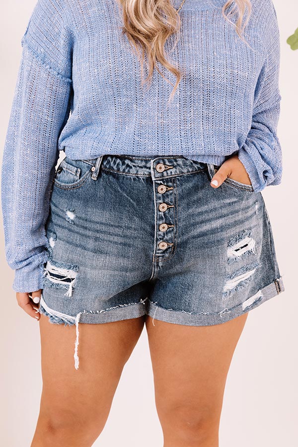 KanCan The Monika High Waist Distressed Shorts Curves Image - 4