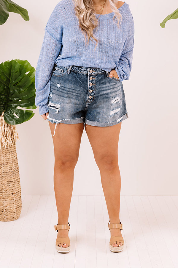 KanCan The Monika High Waist Distressed Shorts Curves Image - 3