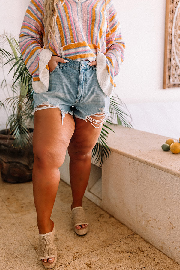 KanCan The Jude High Waist Distressed Shorts in Light Wash Curves Image - 2