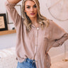 Hopelessly Devoted Button Up Top In Taupe Image - 1