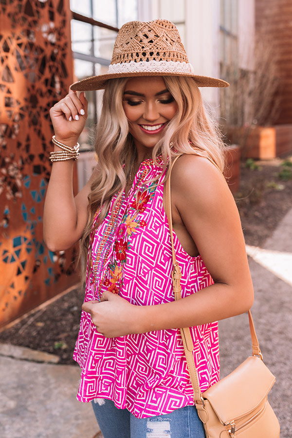 Playing The Part Embroidered Tank In Hot Pink Image - 2