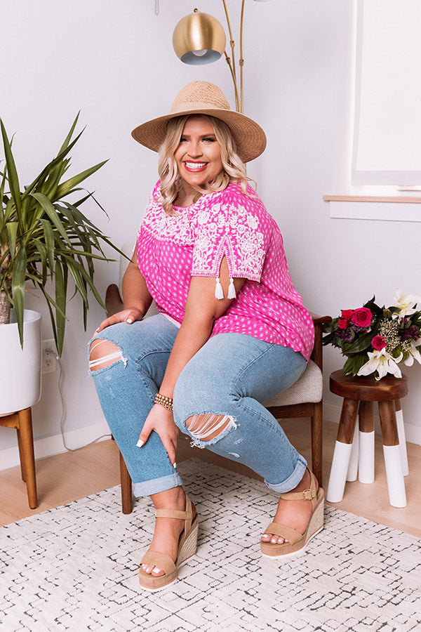 Maui Please Embroidered Top  Curves Image - 2