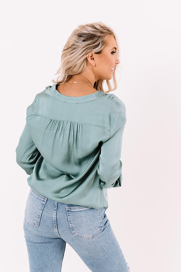 Highest Standards Satin Top In Teal Image - 5