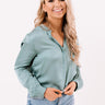 Highest Standards Satin Top In Teal Image - 1