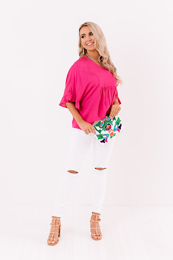 Flirty Fave Babydoll Top In Hot Pink Image - 2