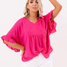 Flirty Fave Babydoll Top In Hot Pink Image - 1