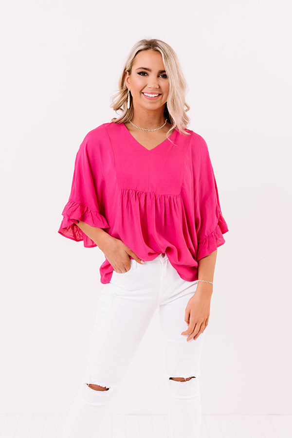 Flirty Fave Babydoll Top In Hot Pink Image - 3