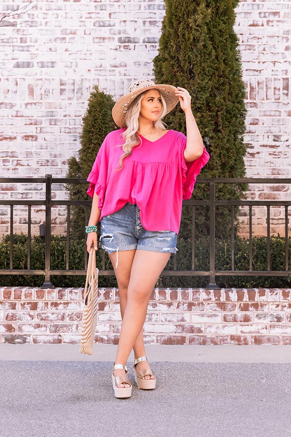 Flirty Fave Babydoll Top In Hot Pink Curves Image - 2