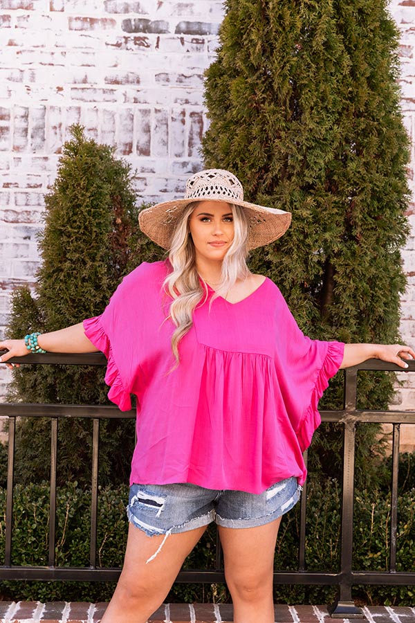 Flirty Fave Babydoll Top In Hot Pink Curves Image - 4