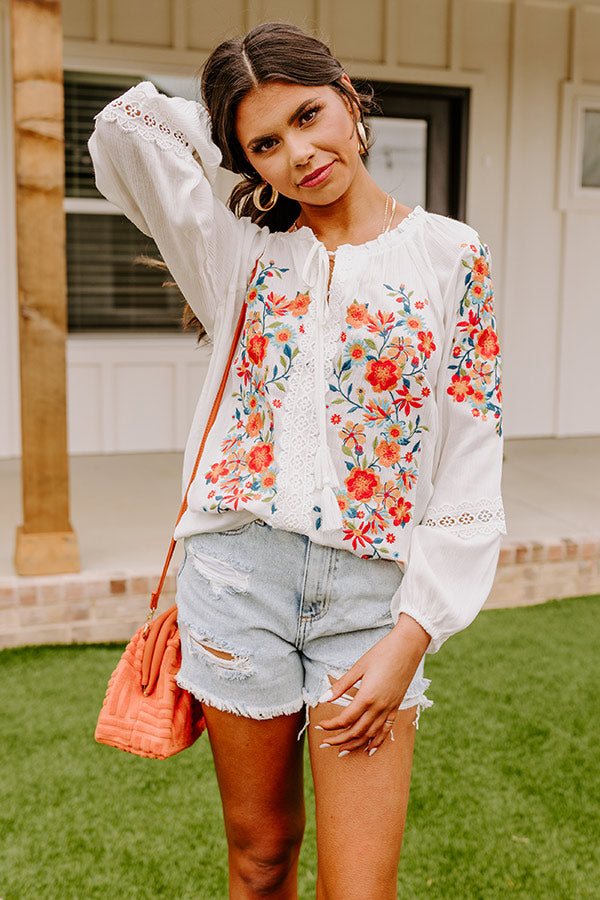 Dune Dreaming Embroidered Top In White – Impressions Online Boutique