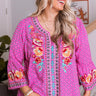 Easy To Admire Embroidered Top In Pink Curves Image - 1