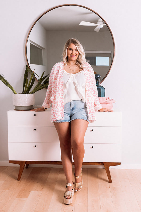 Great Minds Think Alike Leopard Cardigan in Pink Curves Image - 1