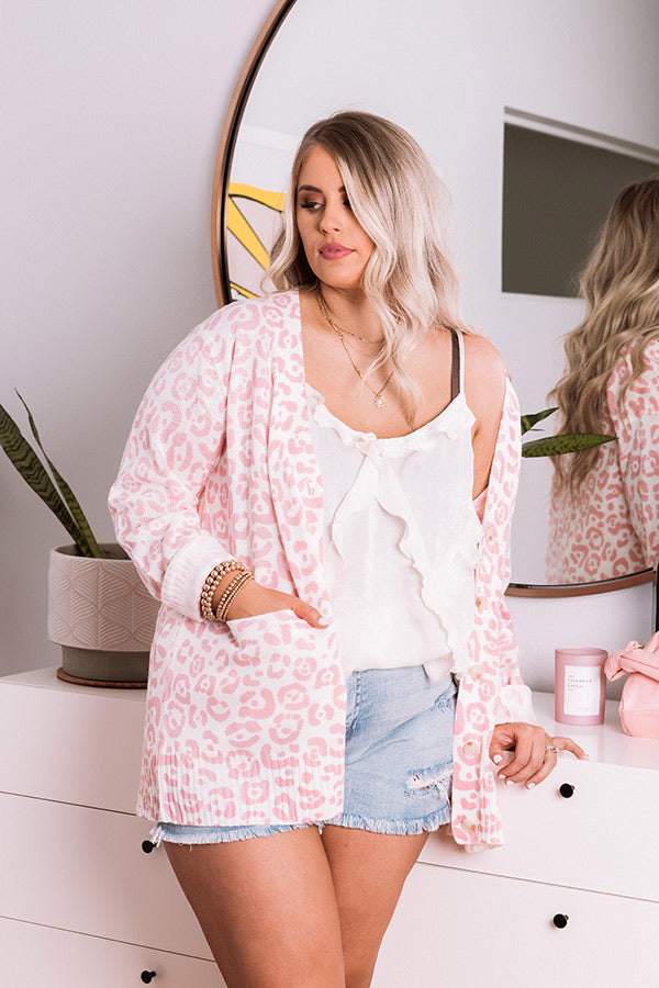 Great Minds Think Alike Leopard Cardigan in Pink Curves Image - 3