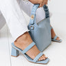 The Alva Faux Leather Block Heel In Sky Blue Image - 1