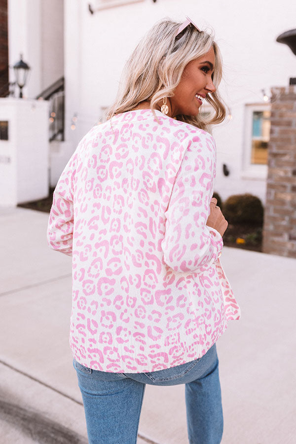 Great Minds Think Alike Leopard Cardigan in Pink Image - 5