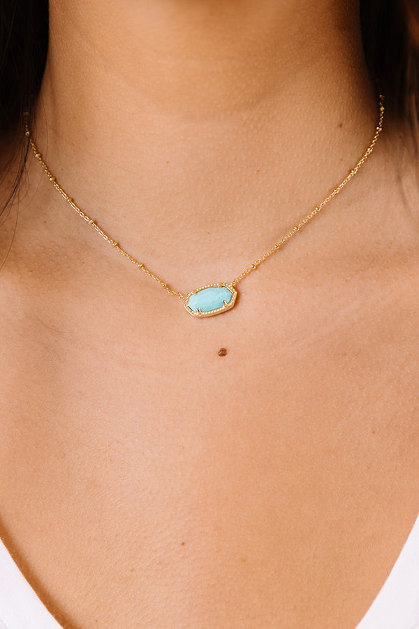 Kendra Scott Elisa Satellite Gold Pendant Necklace in Light Blue Magnesite Image - 2