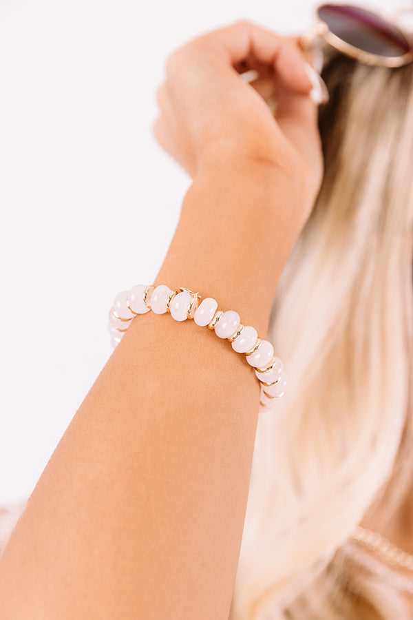 Kendra Scott Rebecca Gold Stretch Bracelet in Rose Quartz Image - 2