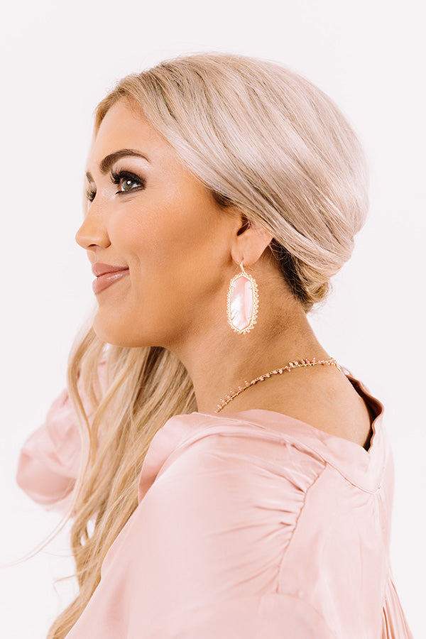 Kendra Scott Beaded Danielle Gold Drop Earrings in Rose Mother Of Pearl Image - 1