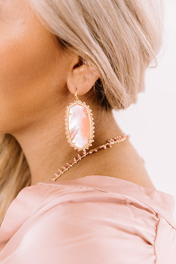 Kendra Scott Beaded Danielle Gold Drop Earrings in Rose Mother Of Pearl Image - 2