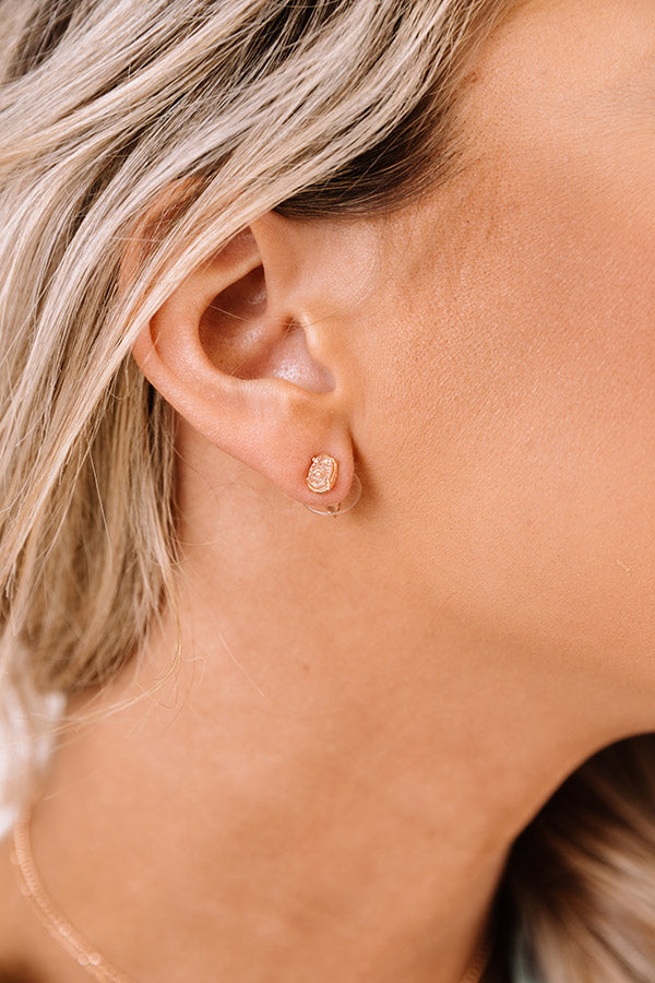 Kendra Scott Emile Rose Gold Stud Earrings in Sand Drusy Image - 2