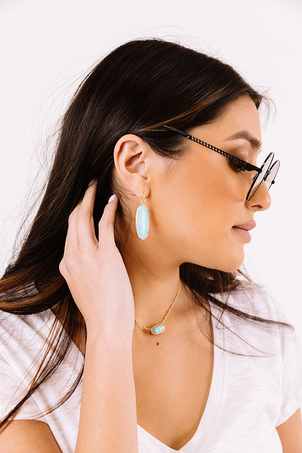 Kendra Scott Faceted Elle Gold Drop Earrings in Light Blue Magnesite