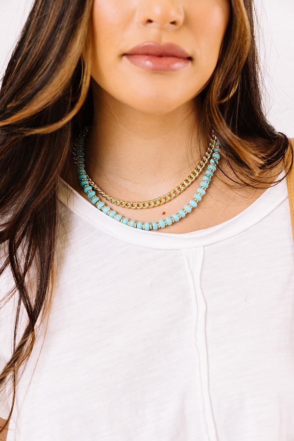 Rebecca Gold Multi Strand Necklace in Variegated Turquoise Magnesite