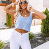 Beach Daydream Knit Crop Top In Sky Blue Image - 1