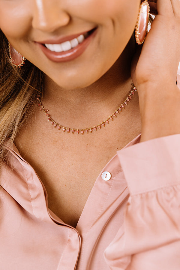 Kendra Scott Jenna Gold Choker Necklace in Pink Rhodonite