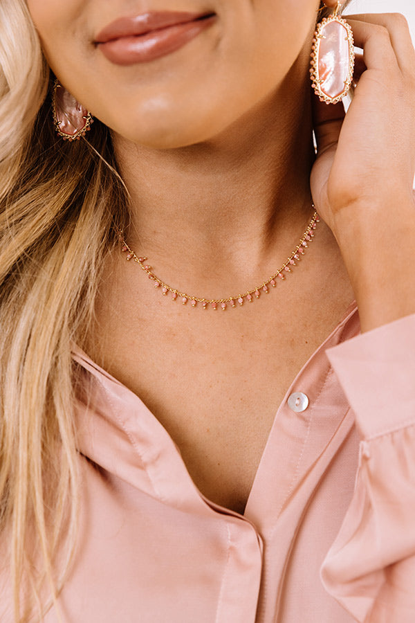 Kendra Scott Jenna Gold Choker Necklace in Pink Rhodonite Image - 2