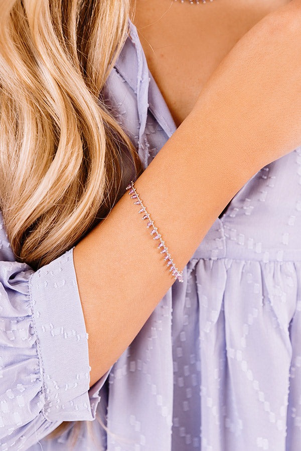 Kendra Scott Jenna Silver Delicate Chain Bracelet in Purple Amethyst Image - 2