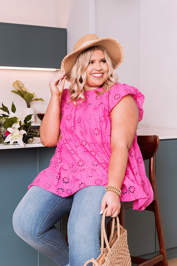 Path To Perfection Eyelet Top In Pink Curves Image - 1